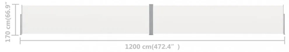 krémszínű kihúzható oldalsó terasz-napellenző 170 x 1200 cm