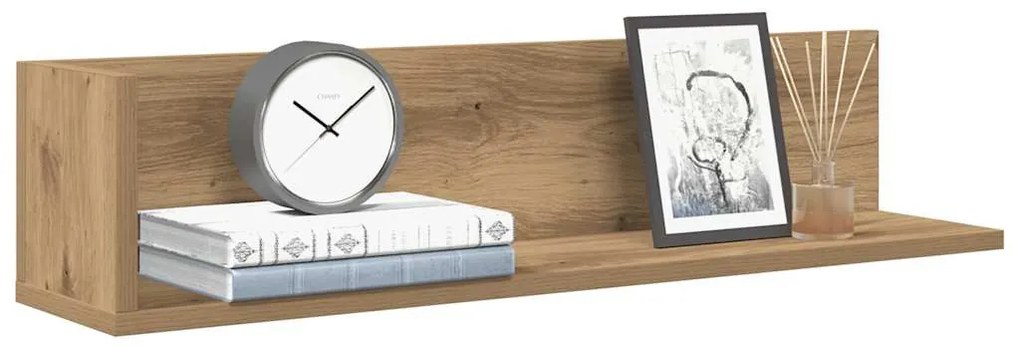 2 db kézműves tölgy színű szerelt fa fali polc 75x16,5x16,5 cm