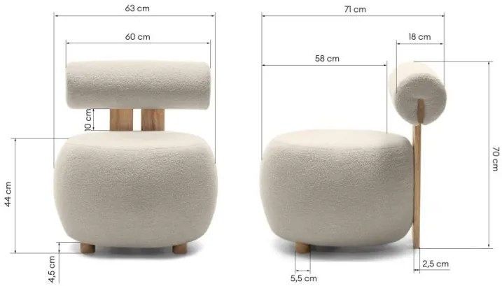 Bézs design fotel HANNA, tölgy