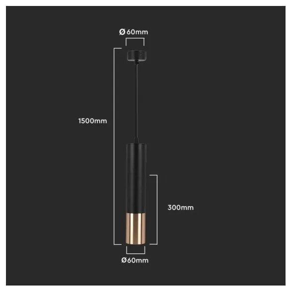 Csillár rúdon 1xGU10/35W/230V 30 cm fekete/arany