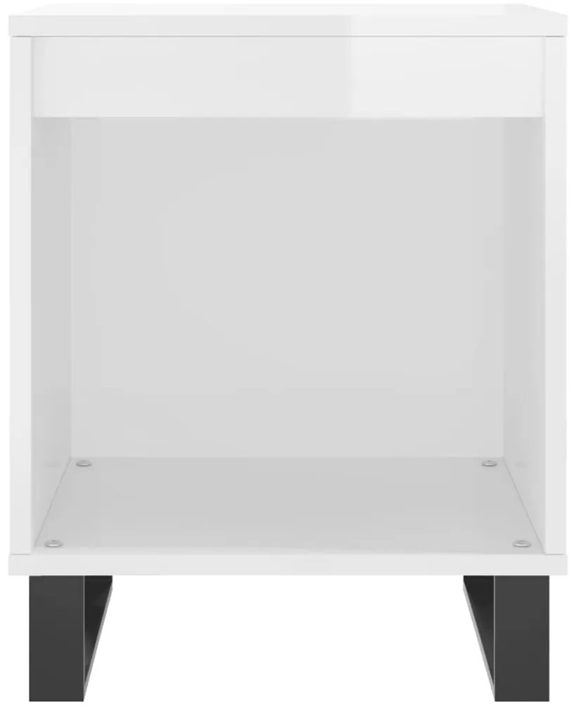 2 db magasfényű fehér szerelt fa éjjeliszekrény 40x35x50 cm