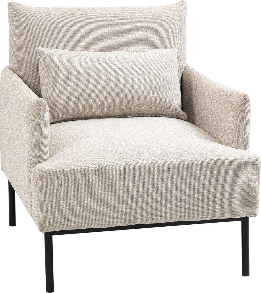HOMCOM Modern Kárpitozott Karosszék Extra Párnázással, Len Hatású Szövetből és Fémből, 73x81x82 cm, Krémfehér | Aosom