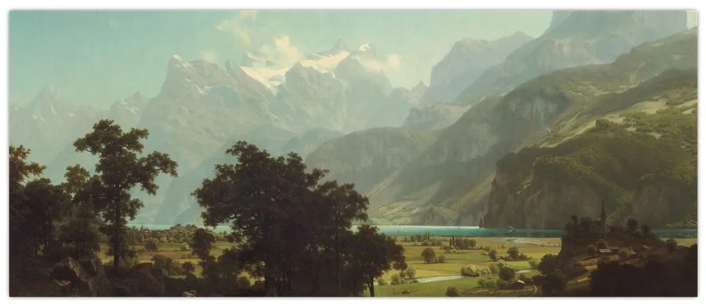 Kép - Albert Bierstadt, Lake Lucerne, reprodukciók (120x50 cm)