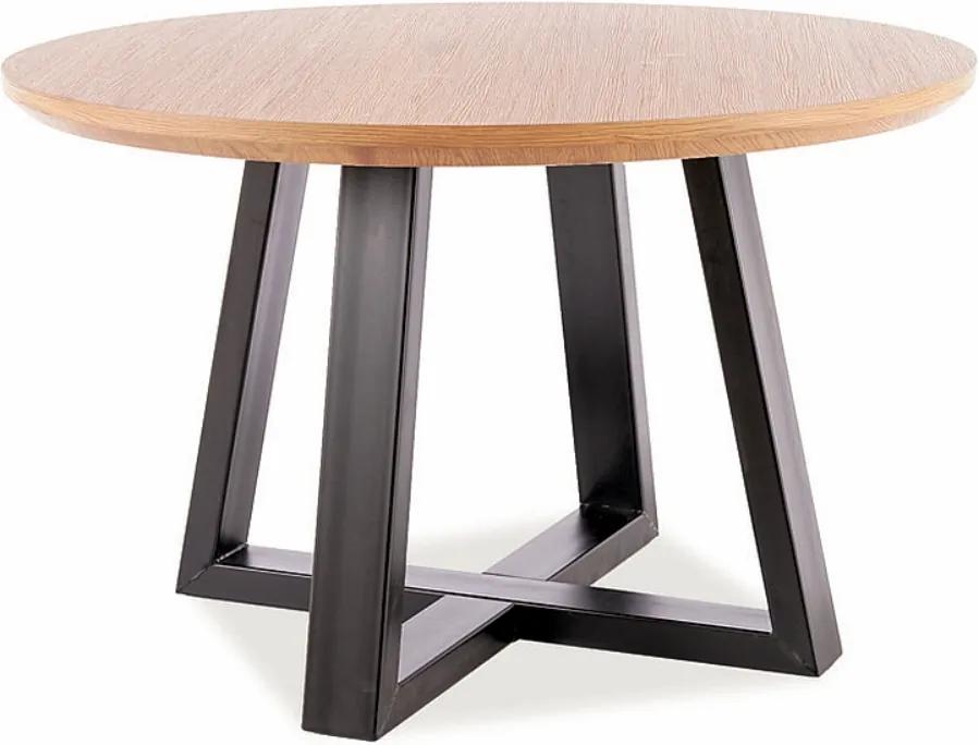 Tölgyfa étkezőasztal fekete lábakon CONO II 120x120