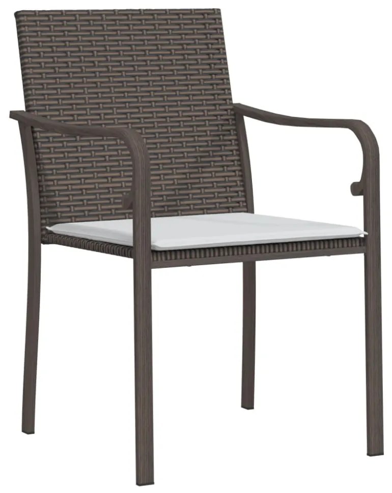 6 db barna polyrattan kerti szék párnával 56x59x84 cm