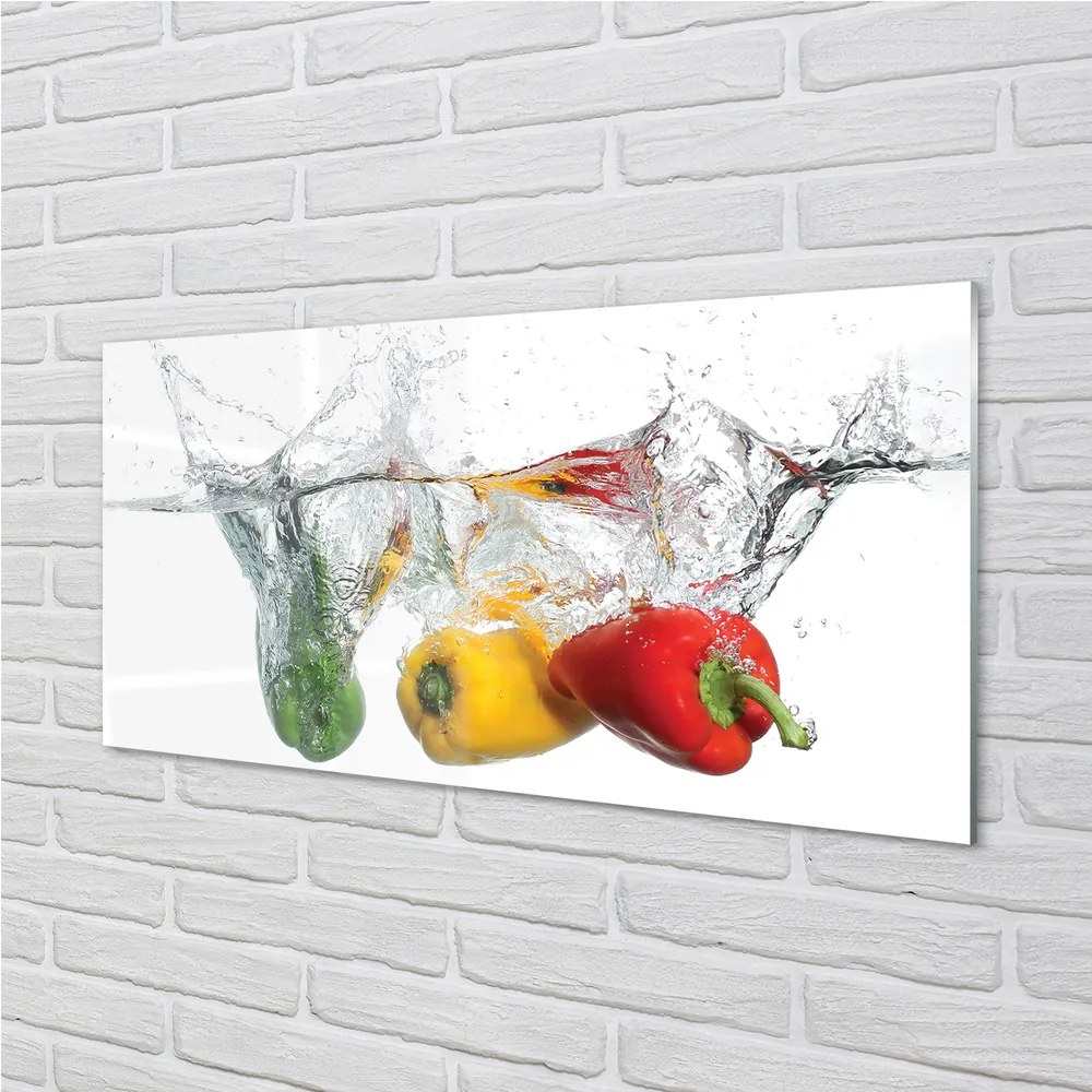Üvegképek Színes paprika vízben 120x60cm