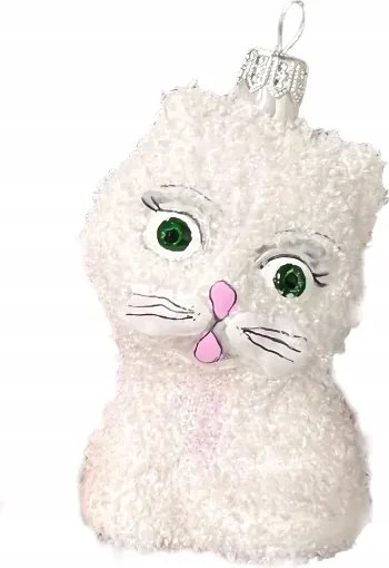 Karácsonyfadísz cica fehér pihe-puha