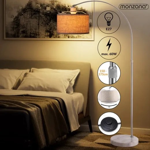 monzana® Dizájnos íves lámpa - állítható 150-175 cm