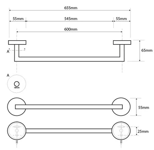 SAPHO XS402 X-Steel törölközőtartó 65,5 cm ,csiszolt rozsdamentes acélból