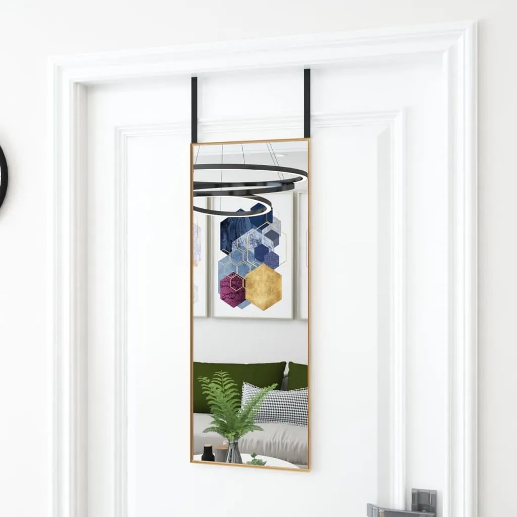 arany üveg és alumínium ajtótükör 30 x 80 cm