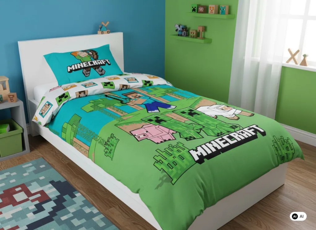 Minecraft Jungle Explore ágyneműhuzat 140×200cm, 70×90 cm