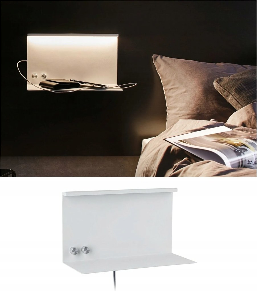 Paulmann Led fali lámpa Jarina matt fehér, Usb-c, szabályozható fényerővel, 3000K