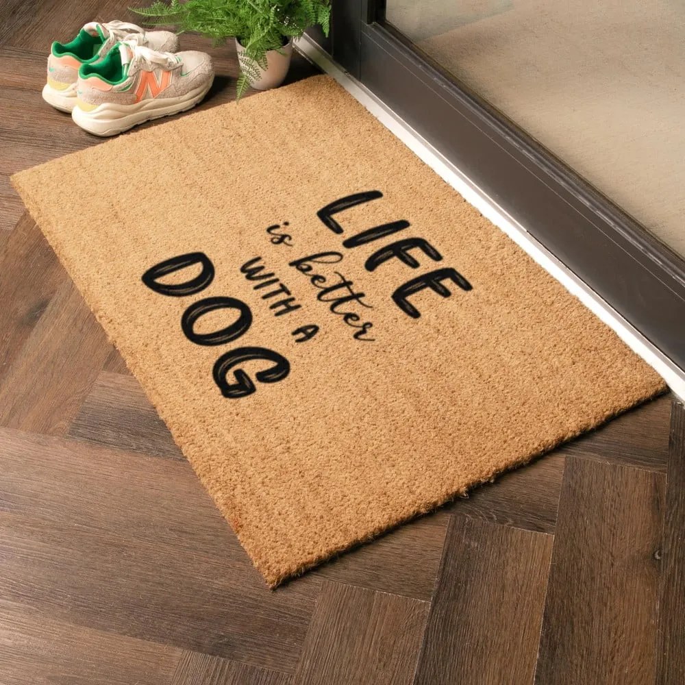 Kókuszrost lábtörlő 40x60 cm Life Is Better With a Dog – Artsy Doormats