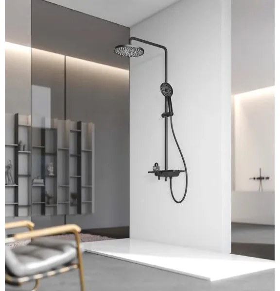 Aqualine - ARONA zuhanyszett csapteleppel, matt fekete