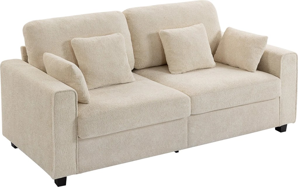 HOMCOM 3 személyes mély üléses kanapé, 211,5 cm széles, bársonyhatású kárpittal, 4 párnával | Aosom