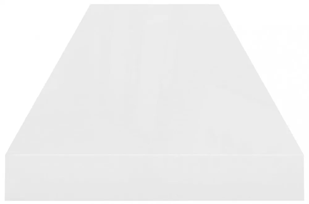 4 db magasfényű fehér MDF lebegő fali polc 90 x 23,5 x 3,8 cm