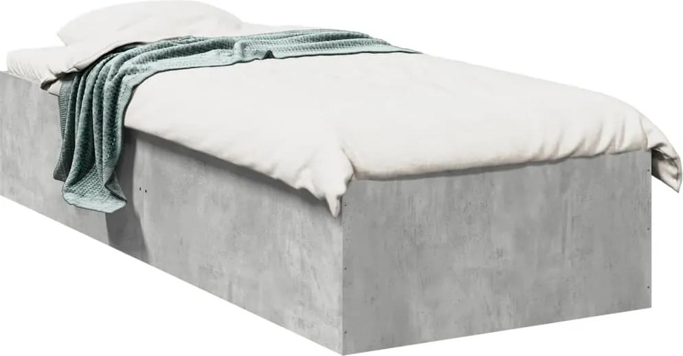 vidaXL betonszürke szerelt fa ágykeret 75 x 190 cm