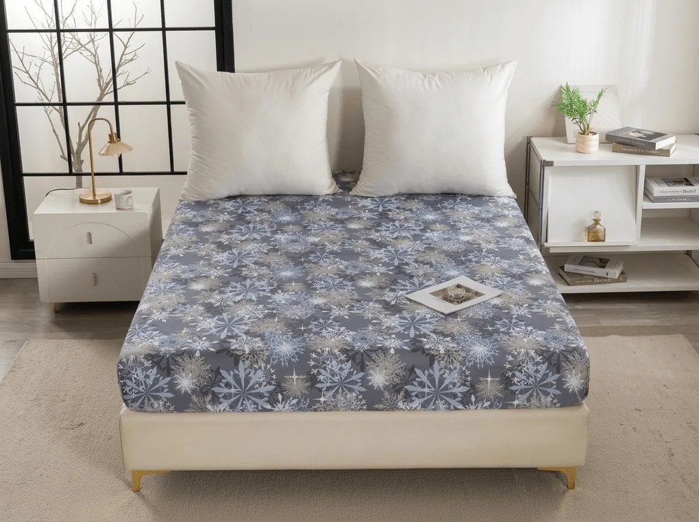 Mikroszálas lepedő SNOWFLAKE kékesszürke 180x200 cm