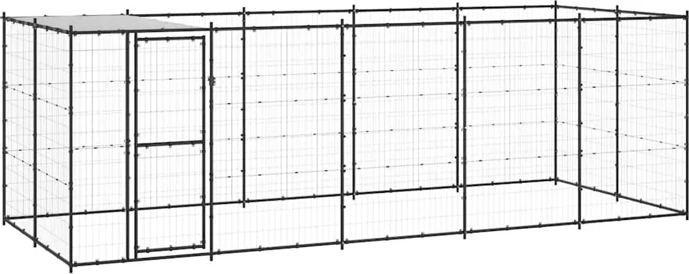 vidaXL kültéri acél kutyakennel tetővel 12,1 m²