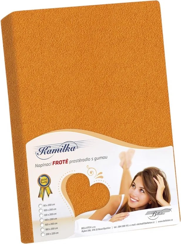 Kamilla frottír lepedő, narancssárga, 160 x 200 cm