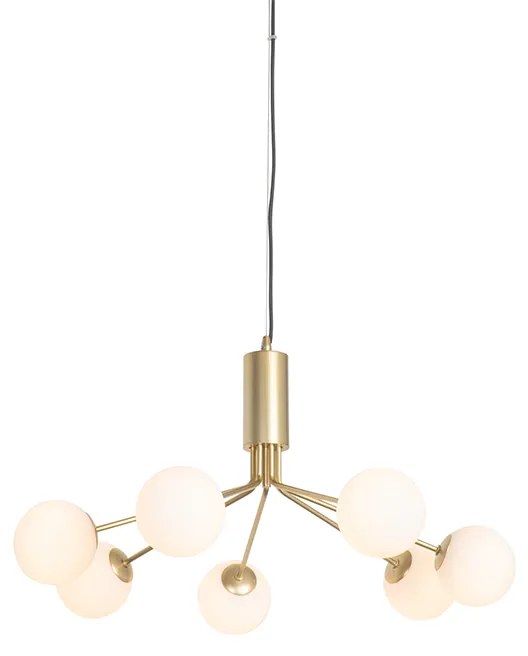 Art Deco függőlámpa arany opál üveggel 7-lámpás - Coby