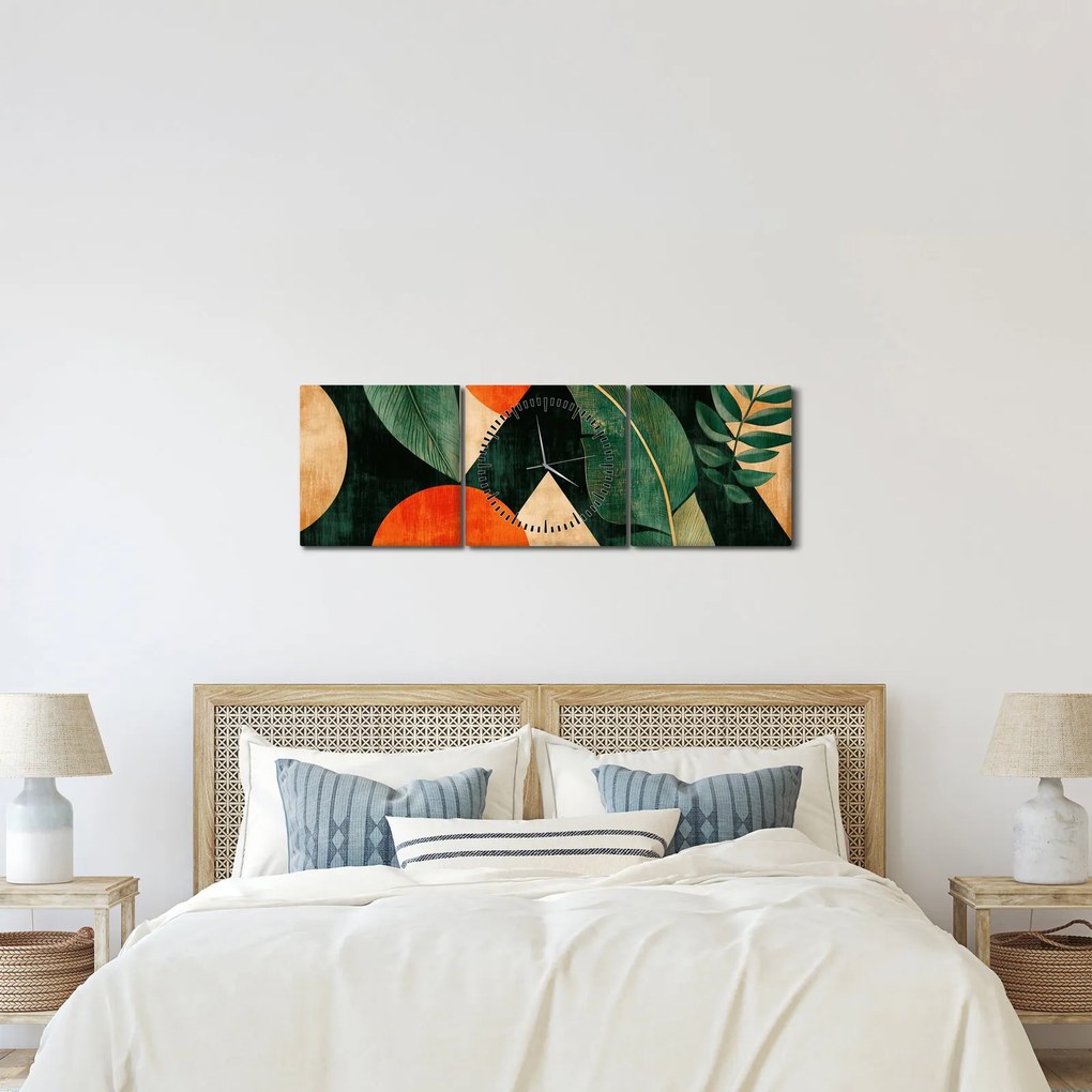 Kép - Geometrikus természeti minták II. (órával) (90x30 cm)