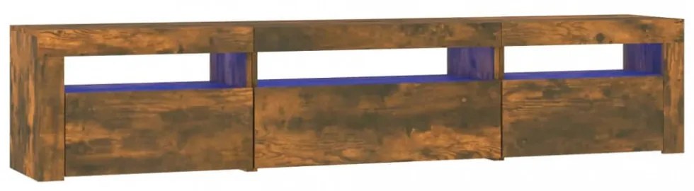 füstös tölgy színű TV-szekrény LED-világítással 195x35x40 cm