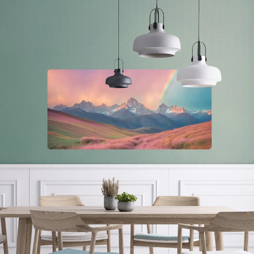 PIPPER. Öntapadós textiltapéta "Sziklás hegyek szivárvánnyal"