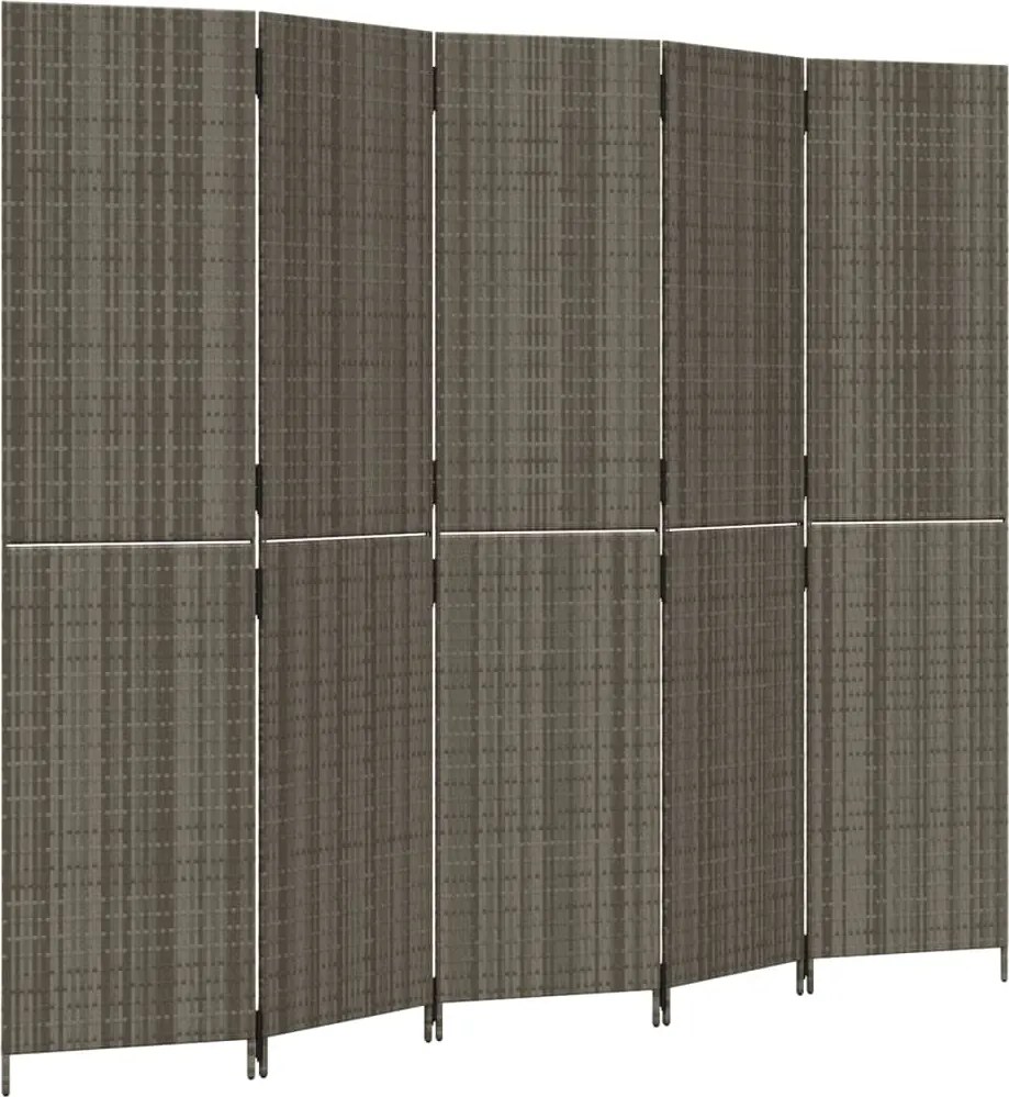 vidaXL szürke 5-paneles polyrattan térelválasztó