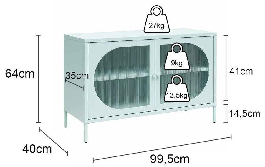 Krémszínű fém tálalószekrény 100x64x40 cm Luna – Støraa