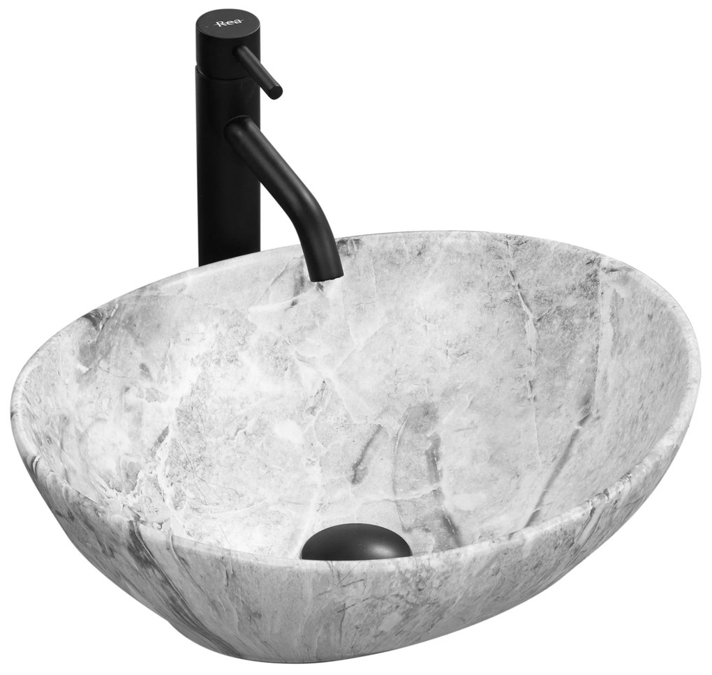 Rea Sofia Light Stone, asztali mosdó 410x345x150 mm, kőutánzat-szürke, REA-U9908