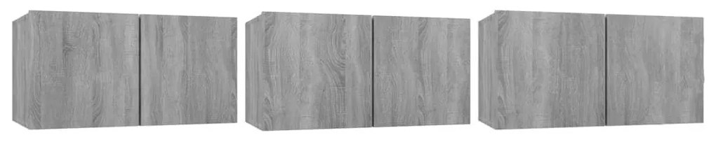 3 db sonoma tölgy színű fa függő TV-szekrény 60 x 30 x 30 cm