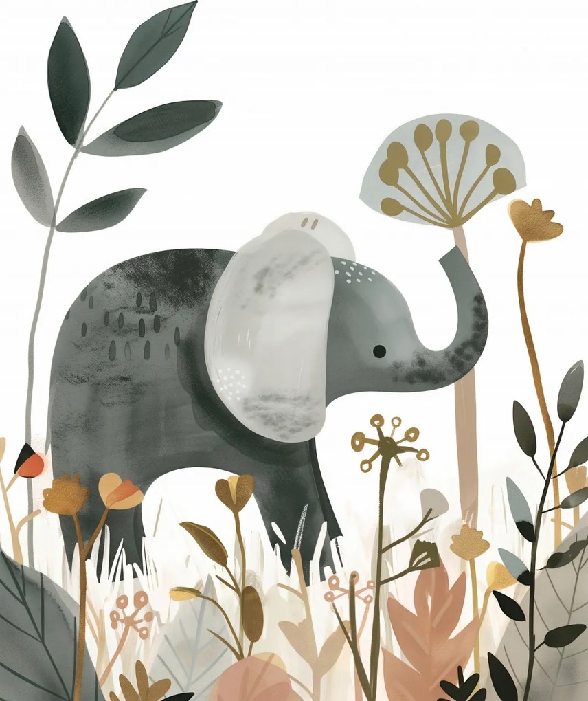 Poszter 50x65cm Finom elefánt a kertben