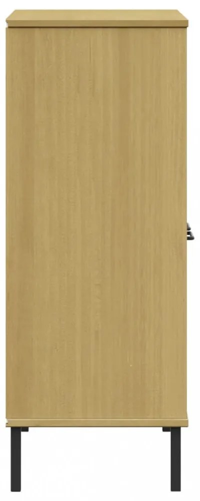 OSLO barna tömör fa könyvszekrény fém lábakkal 90x35x90,5 cm