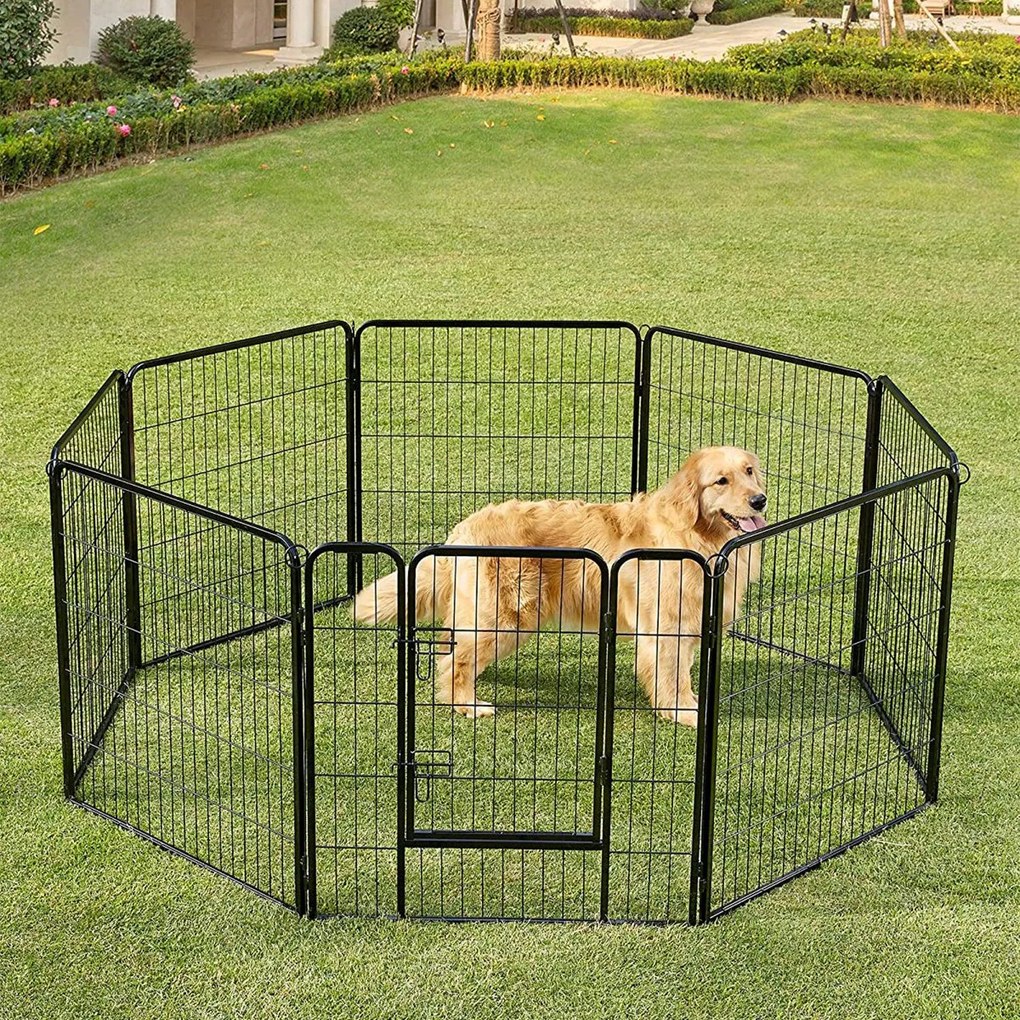 Kutya kennel, kutyaketrec 77 x 80 cm, kültéri kisállat kifutó, fekete