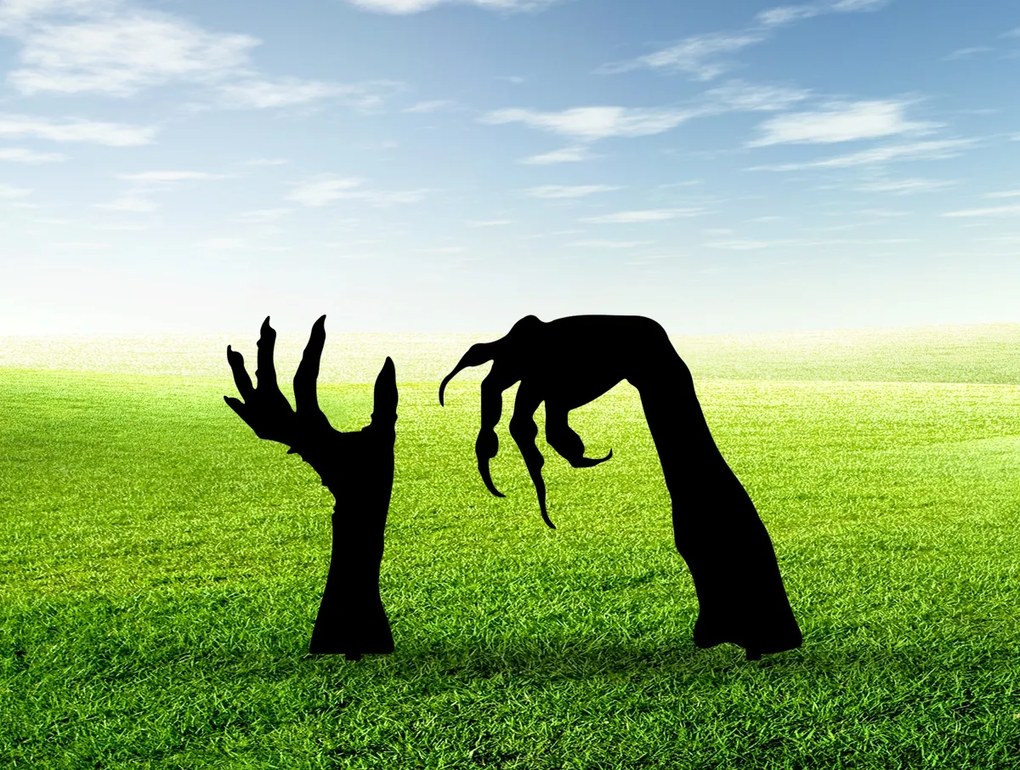 Halloween dekoráció halott kéz karmok földbe szúrható fém