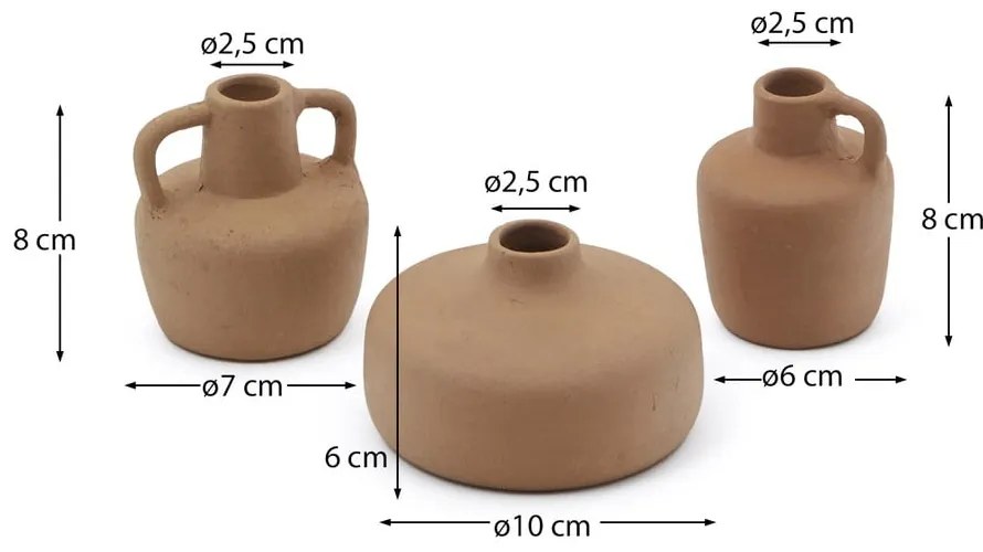 Narancssárga terrakotta váza készlet 3 db-os (magasság 6 cm) Sofra – Kave Home