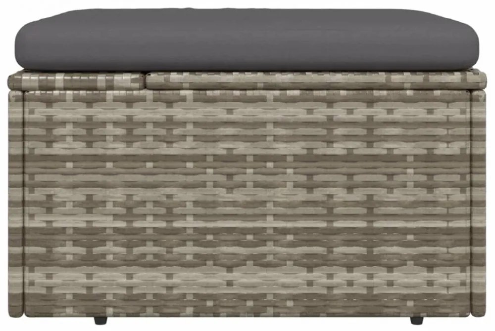 szürke polyrattan kerti lábtartó párnával 55 x 55 x 30 cm