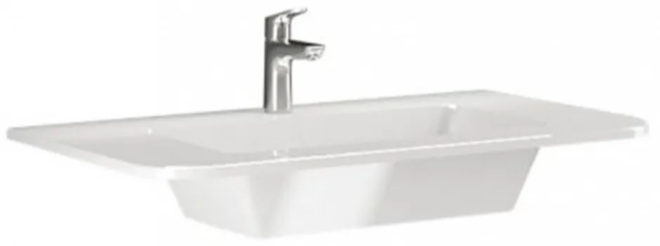 Cube 80 alsó fürdőszobabútor kerámia mosdóval 2 fiókos, magasfényű festett fehér