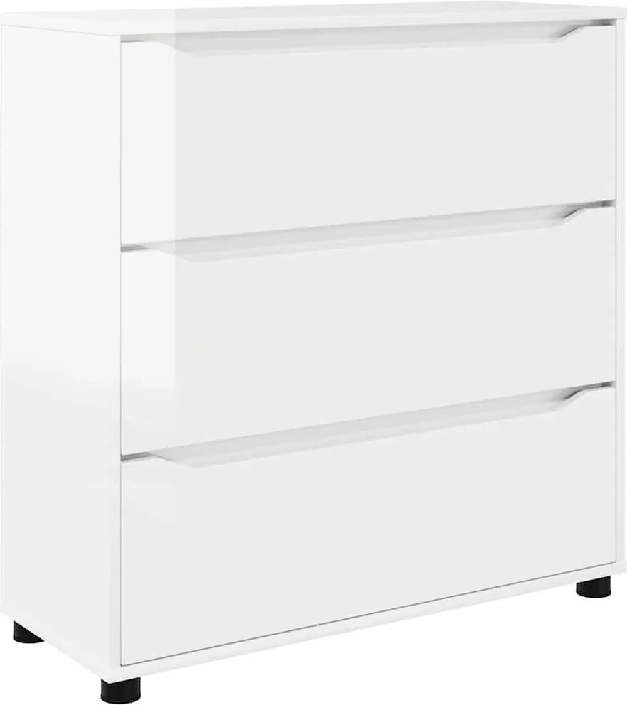 vidaXL Tárolószekrény Magas Fényű Fehér 80 x 31 x 81 cm Faanyag