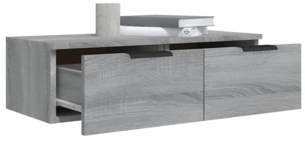 2 db szürke sonoma szerelt fa fali szekrény 68 x 30 x 20 cm