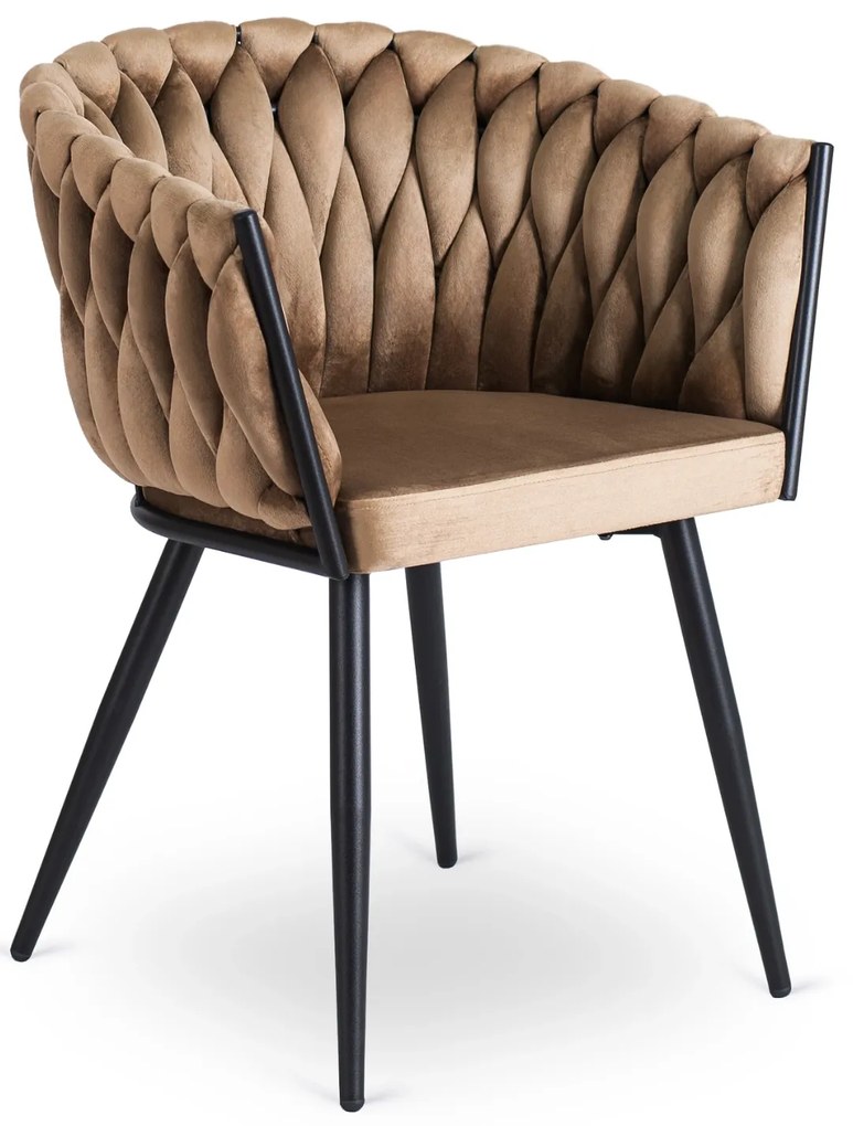 Glamour étkezőszék ELENA bézs bársony/fekete lábak