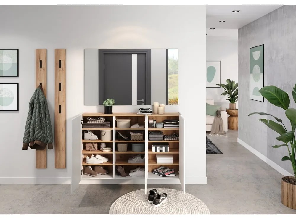 Fehér függő szekrény tölgyfa dekorral 138x87x25 cm Libbiano – Germania