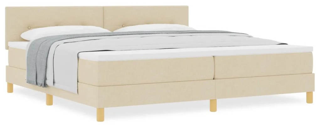 Boxspring Ágy Matraccal Krém 200x200 cm Szövet