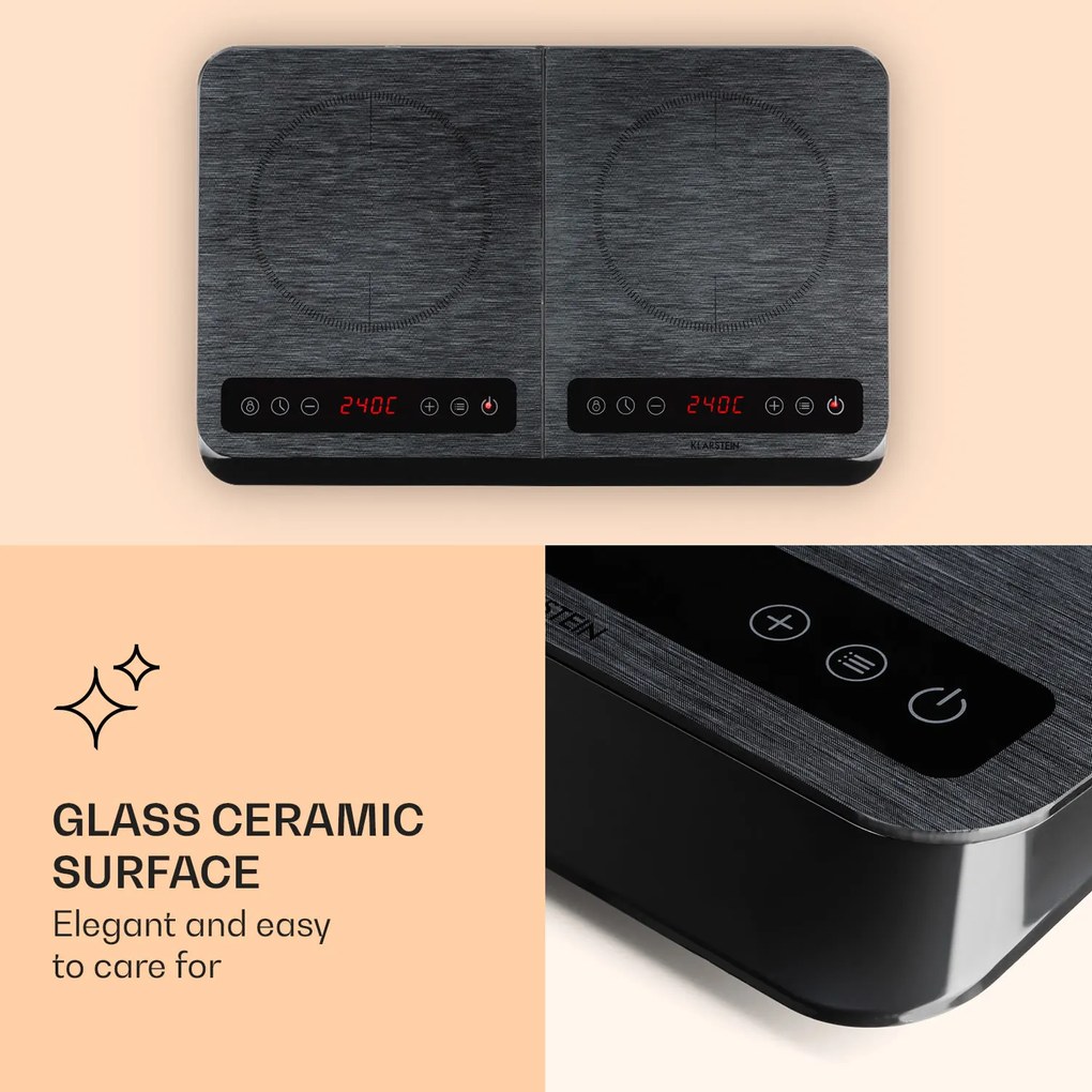 Klarstein InnoChef, indukciós főzőlap, 3400 W, érintésvezérlés, üvegkerámia
