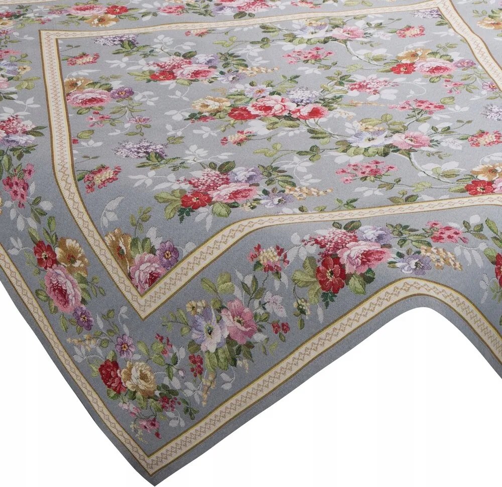 Abrosz dekoratív faliszőnyeg 100x100 Eurofirany hamuszürke piros virágok