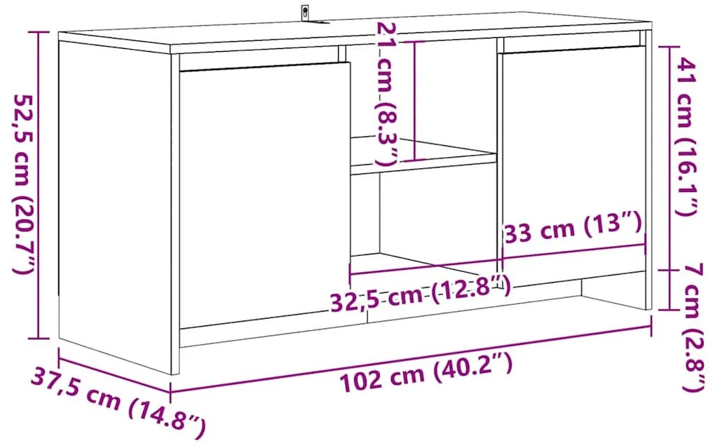 kézműves tölgy színű szerelt fa TV-szekrény 102x37,5x52,5 cm