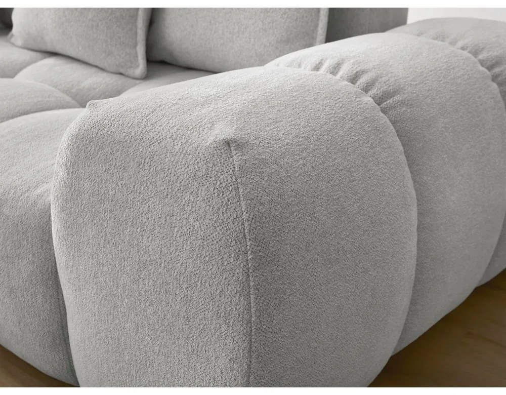 Világosszürke zsenília kinyitható-tárolóhelyes sarokkanapé (bal oldali-L alakú) Everest – Bobochic Paris