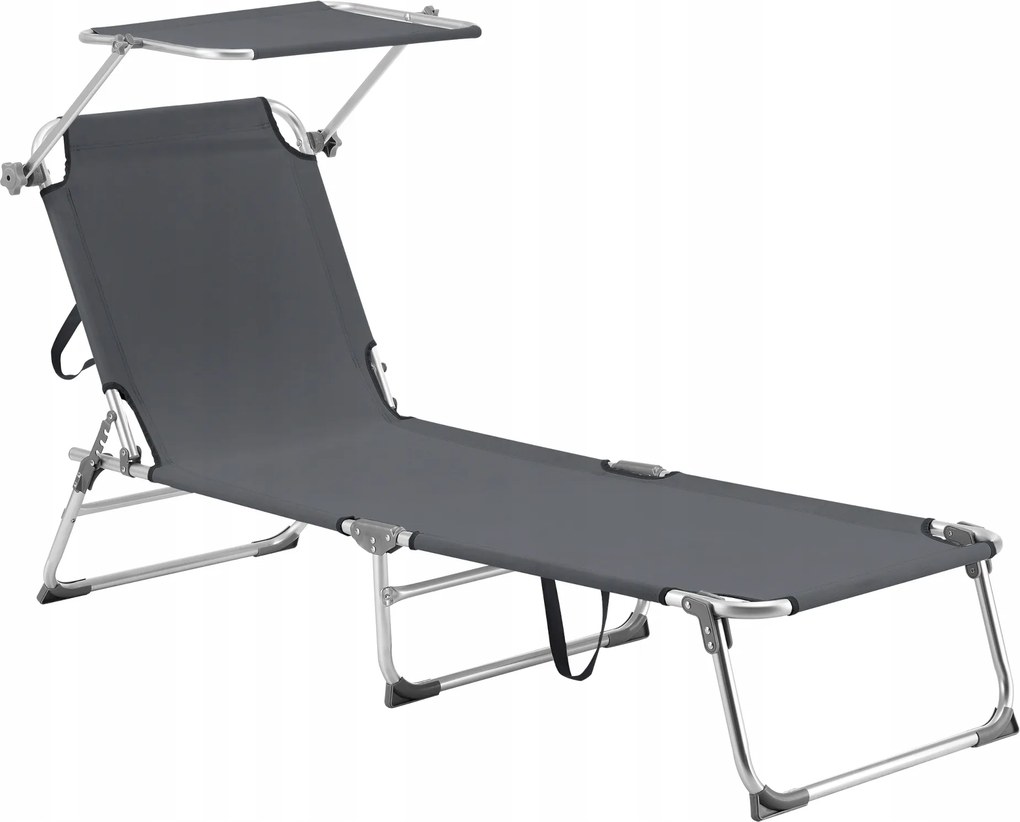 2 Db-os Kerti Napozóágy Szett Napellenzővel Állítható Napozóágyak Strand