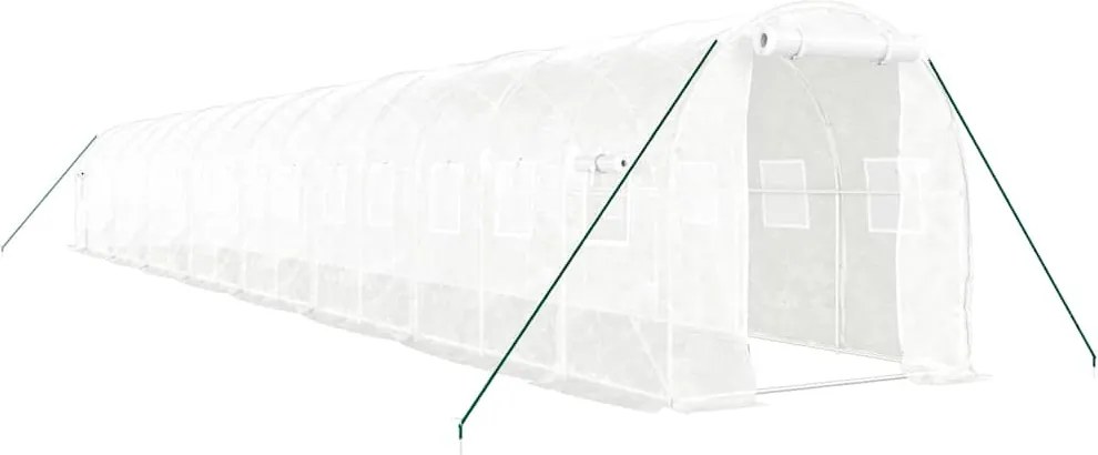 vidaXL fehér acélvázas melegház 32 m² 16 x 2 x 2 m